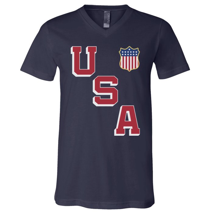 USA Soccer American Team Jersey V-Neck T-Shirt