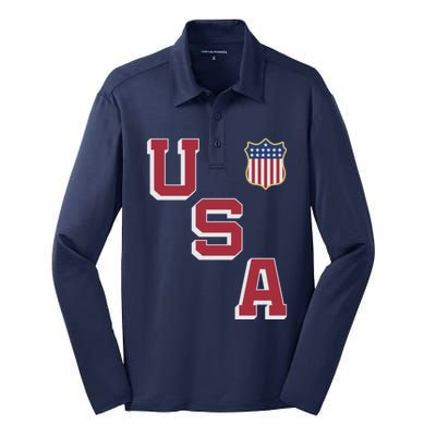 USA Soccer American Team Jersey Silk Touch Performance Long Sleeve Polo