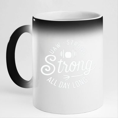 Uaw Strong All Day Long 11oz Black Color Changing Mug