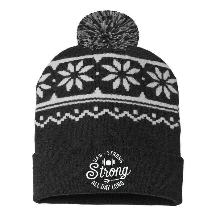 Uaw Strong All Day Long USA-Made Snowflake Beanie