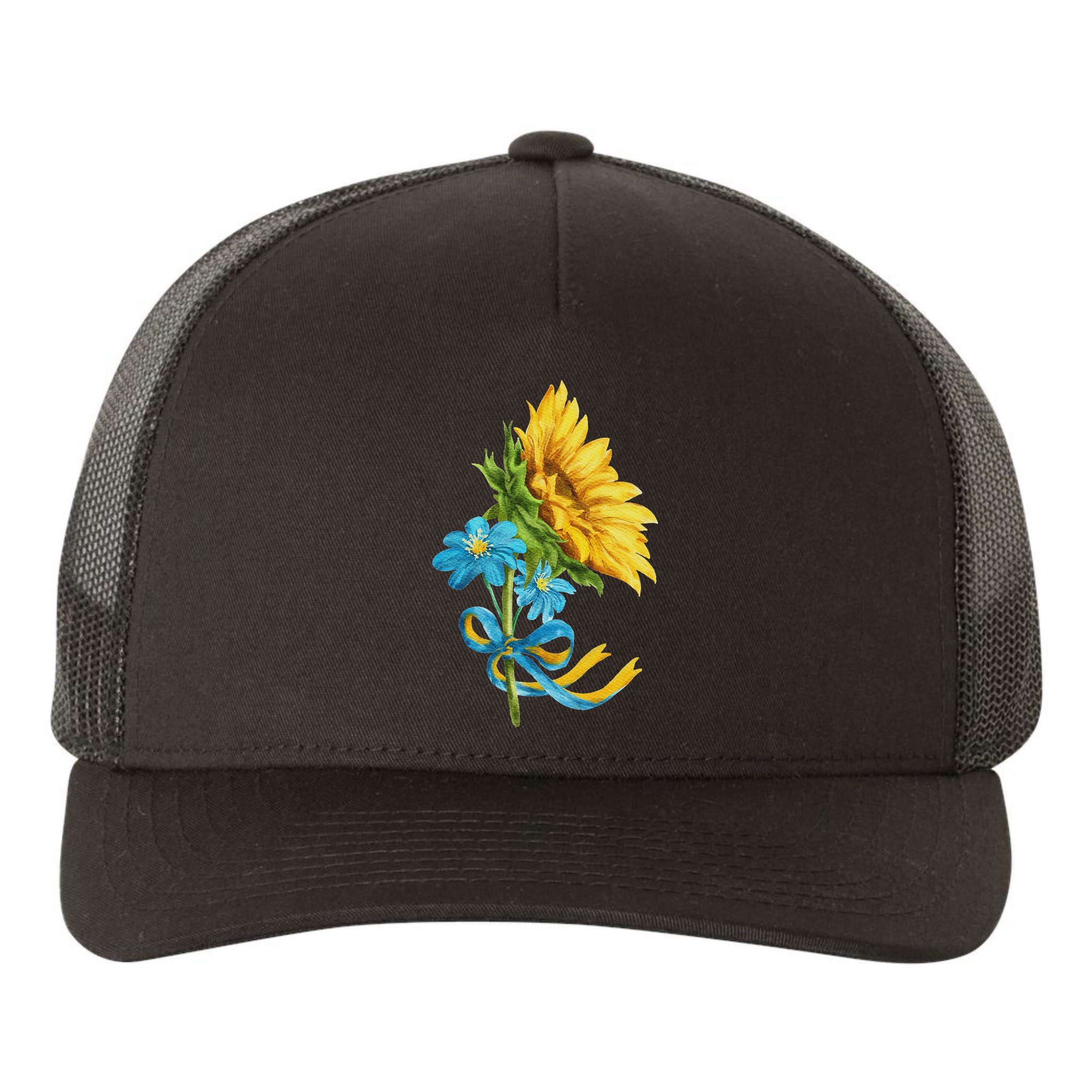 Ukraine Sunflowers And Wildflowers In Ukrainian Flag Colors Yupoong Adult 5-Panel Trucker Hat