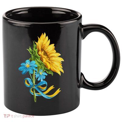 Ukraine Sunflowers And Wildflowers In Ukrainian Flag Colors 11oz C Handle Ceramic Mug
