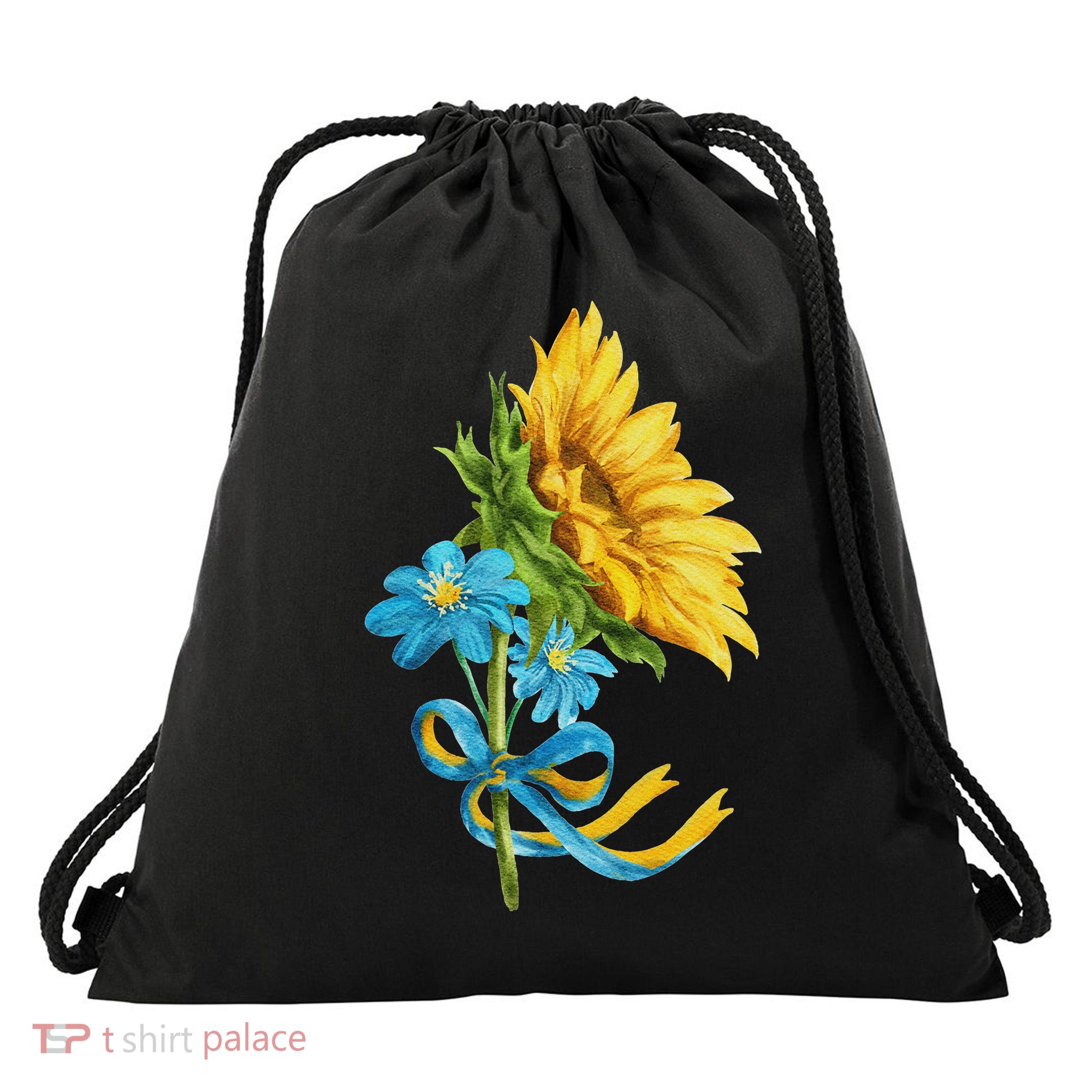 Ukraine Sunflowers And Wildflowers In Ukrainian Flag Colors Drawstring Bag