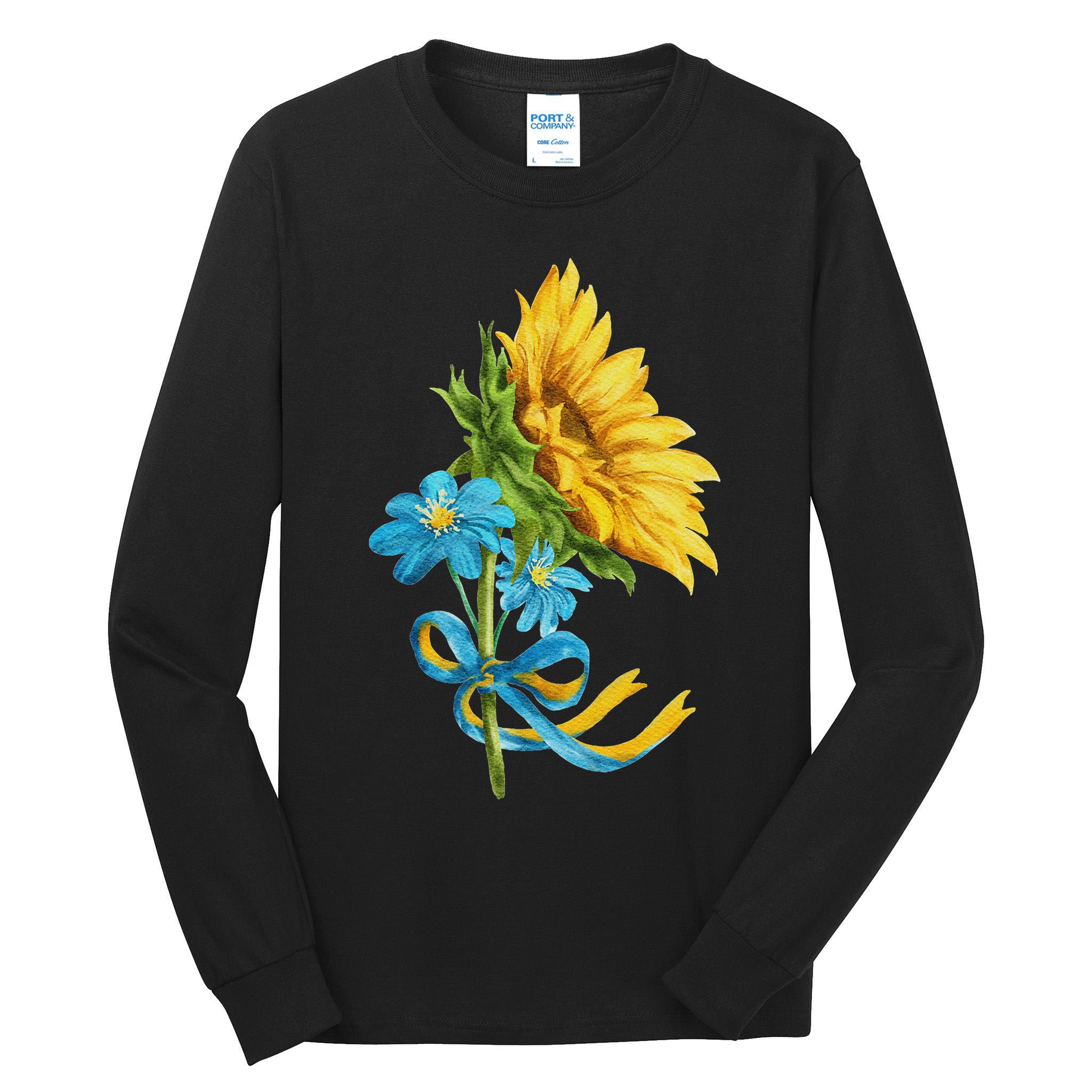 Ukraine Sunflowers And Wildflowers In Ukrainian Flag Colors Tall Long Sleeve T-Shirt