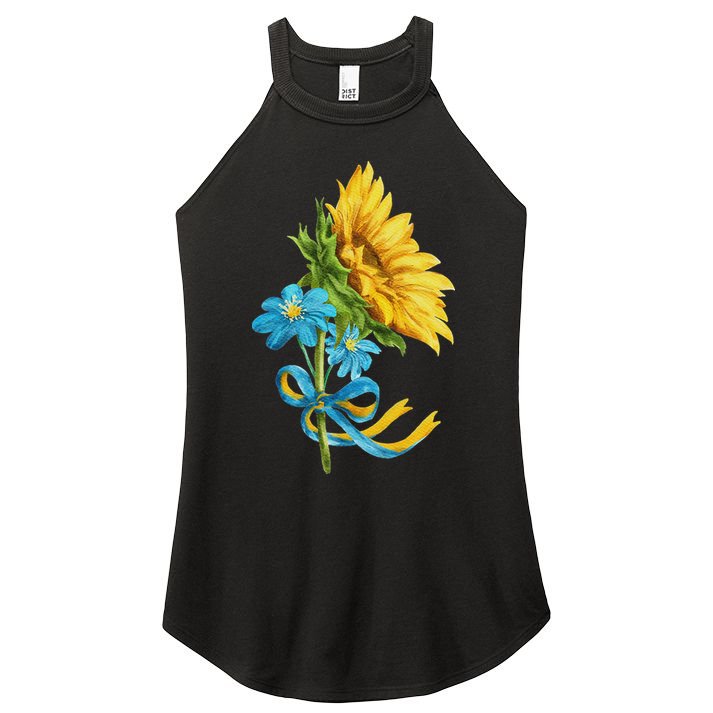 Ukraine Sunflowers And Wildflowers In Ukrainian Flag Colors Women's Perfect Tri Rocker Tank