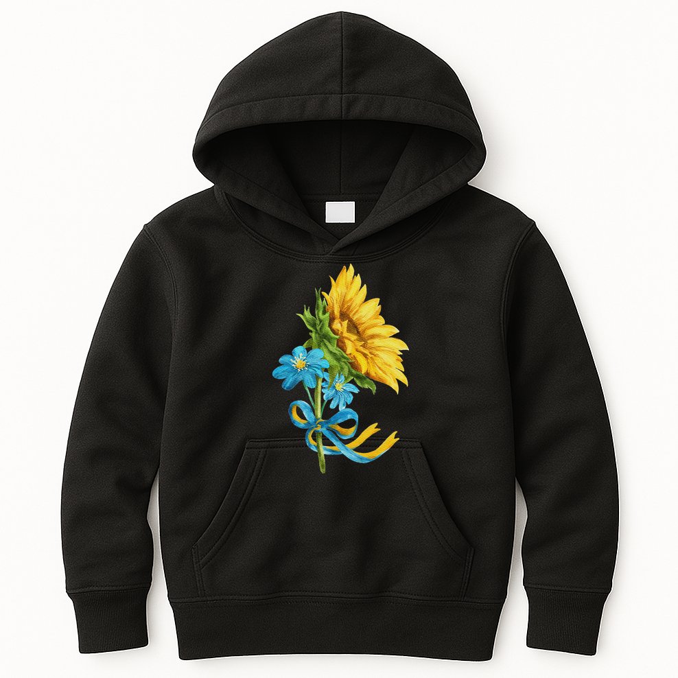 Ukraine Sunflowers And Wildflowers In Ukrainian Flag Colors Kids Hoodie