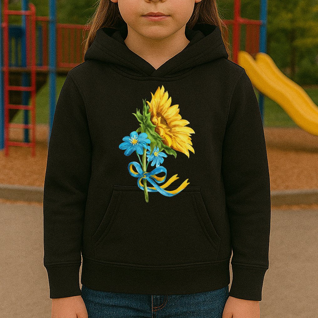Ukraine Sunflowers And Wildflowers In Ukrainian Flag Colors Kids Hoodie
