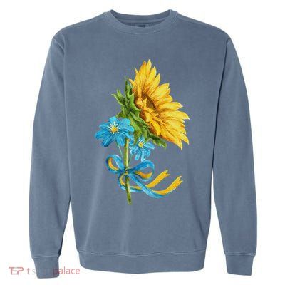 Ukraine Sunflowers And Wildflowers In Ukrainian Flag Colors Garment-Dyed Sweatshirt