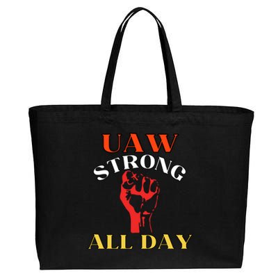 Uaw Strong All Day Long Cotton Canvas Jumbo Tote