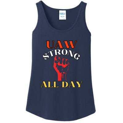 Uaw Strong All Day Long Ladies Essential Tank