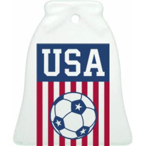 Usa Soccer American Soccer Fan Ceramic Bell Ornament