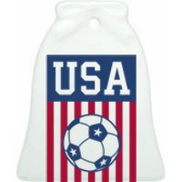 Usa Soccer American Soccer Fan Ceramic Bell Ornament