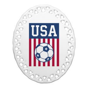 Usa Soccer American Soccer Fan Ceramic Oval Ornament