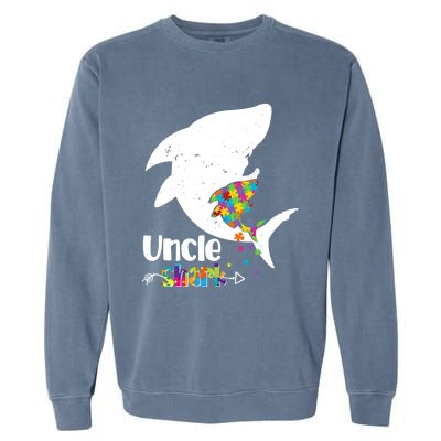 Uncle Shark Autism Awareness Cute Gift For Mom Mother Gift Garment-Dyed Sweatshirt