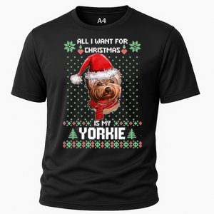 Ugly Sweater All I Want For Christmas Is My Yorkie Xmas Cooling Performance Crew T-Shirt