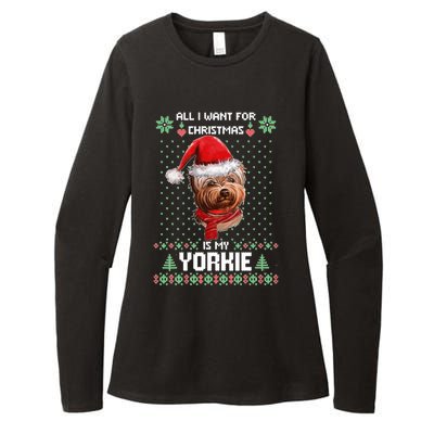 Ugly Sweater All I Want For Christmas Is My Yorkie Xmas Womens CVC Long Sleeve Shirt