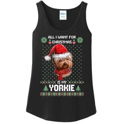 Ugly Sweater All I Want For Christmas Is My Yorkie Xmas Ladies Essential Tank