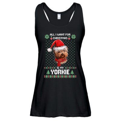 Ugly Sweater All I Want For Christmas Is My Yorkie Xmas Ladies Essential Flowy Tank