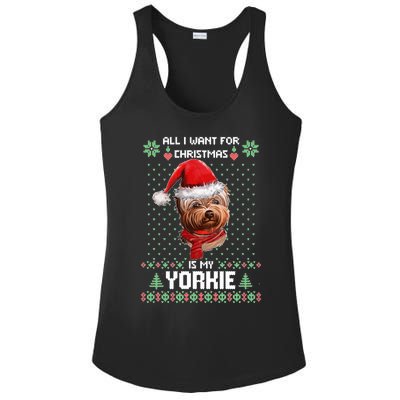 Ugly Sweater All I Want For Christmas Is My Yorkie Xmas Ladies PosiCharge Competitor Racerback Tank