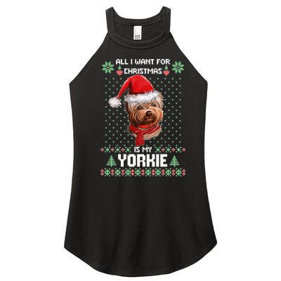 Ugly Sweater All I Want For Christmas Is My Yorkie Xmas Women’s Perfect Tri Rocker Tank