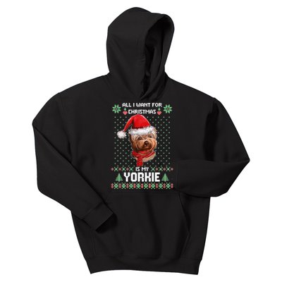 Ugly Sweater All I Want For Christmas Is My Yorkie Xmas Kids Hoodie