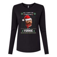 Ugly Sweater All I Want For Christmas Is My Yorkie Xmas Long Sleeve Womens Cotton Relaxed Long Sleeve T-Shirt