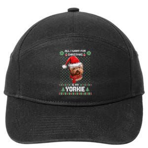 Ugly Sweater All I Want For Christmas Is My Yorkie Xmas Long Sleeve 7-Panel Snapback Hat