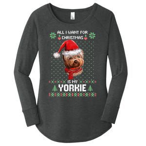 Ugly Sweater All I Want For Christmas Is My Yorkie Xmas Long Sleeve Women's Perfect Tri Tunic Long Sleeve Shirt