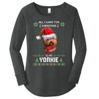 Ugly Sweater All I Want For Christmas Is My Yorkie Xmas Long Sleeve Women's Perfect Tri Tunic Long Sleeve Shirt