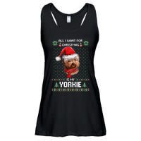 Ugly Sweater All I Want For Christmas Is My Yorkie Xmas Long Sleeve Ladies Essential Flowy Tank