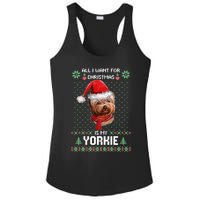 Ugly Sweater All I Want For Christmas Is My Yorkie Xmas Long Sleeve Ladies PosiCharge Competitor Racerback Tank