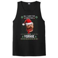 Ugly Sweater All I Want For Christmas Is My Yorkie Xmas Long Sleeve PosiCharge Competitor Tank