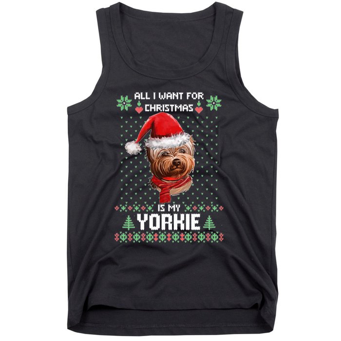 Ugly Sweater All I Want For Christmas Is My Yorkie Xmas Long Sleeve Tank Top