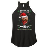 Ugly Sweater All I Want For Christmas Is My Yorkie Xmas Long Sleeve Women's Perfect Tri Rocker Tank