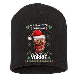 Ugly Sweater All I Want For Christmas Is My Yorkie Xmas Long Sleeve Short Acrylic Beanie