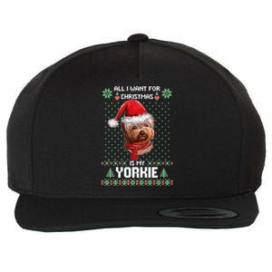 Ugly Sweater All I Want For Christmas Is My Yorkie Xmas Long Sleeve Wool Snapback Cap