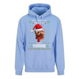 Ugly Sweater All I Want For Christmas Is My Yorkie Xmas Long Sleeve Unisex Surf Hoodie