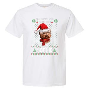 Ugly Sweater All I Want For Christmas Is My Yorkie Xmas Long Sleeve Garment-Dyed Heavyweight T-Shirt