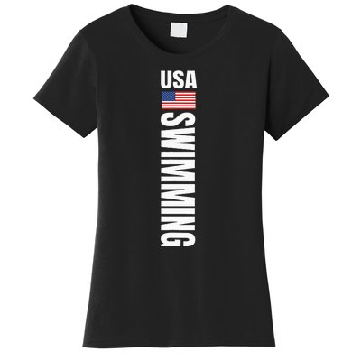 Usa Swimming American Flag Swim Sport Team Women's T-Shirt