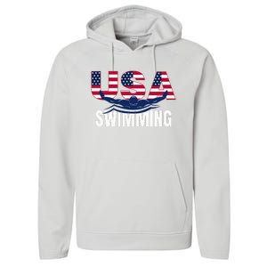 Usa Swimming Athlete Summer Us Swim Aquatic Sport Letters Performance Fleece Hoodie