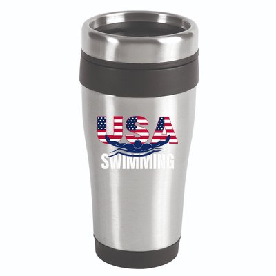Usa Swimming Athlete Summer Us Swim Aquatic Sport Letters 16oz Travel Tumbler