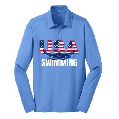 Usa Swimming Athlete Summer Us Swim Aquatic Sport Letters Silk Touch Performance Long Sleeve Polo