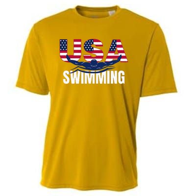 Usa Swimming Athlete Summer Us Swim Aquatic Sport Letters Cooling Performance Crew T-Shirt