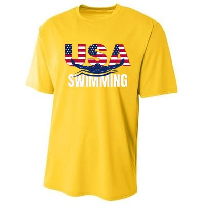 Usa Swimming Athlete Summer Us Swim Aquatic Sport Letters Performance Sprint T-Shirt