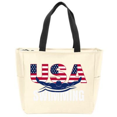 Usa Swimming Athlete Summer Us Swim Aquatic Sport Letters Zip Tote Bag