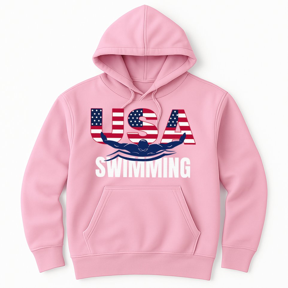 Usa Swimming Athlete Summer Us Swim Aquatic Sport Letters Hoodie