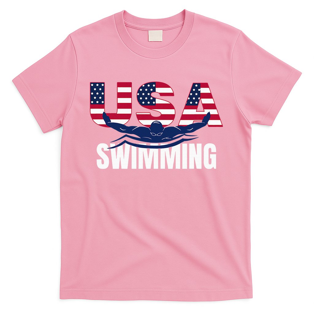 Usa Swimming Athlete Summer Us Swim Aquatic Sport Letters T-Shirt