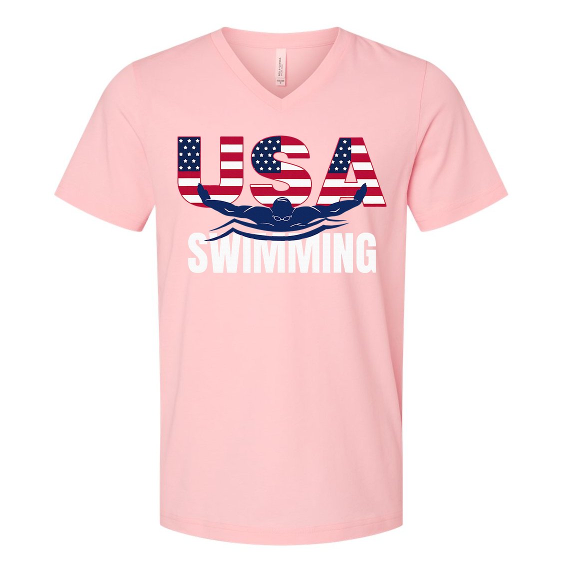 Usa Swimming Athlete Summer Us Swim Aquatic Sport Letters V-Neck T-Shirt