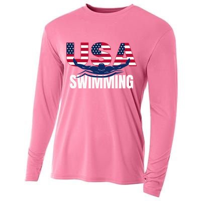 Usa Swimming Athlete Summer Us Swim Aquatic Sport Letters Cooling Performance Long Sleeve Crew