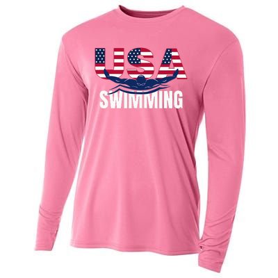 Usa Swimming Athlete Summer Us Swim Aquatic Sport Letters Cooling Performance Long Sleeve Crew